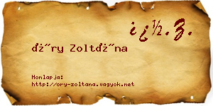 Őry Zoltána névjegykártya